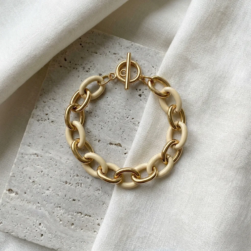 Cream Enamel Link Bracelet