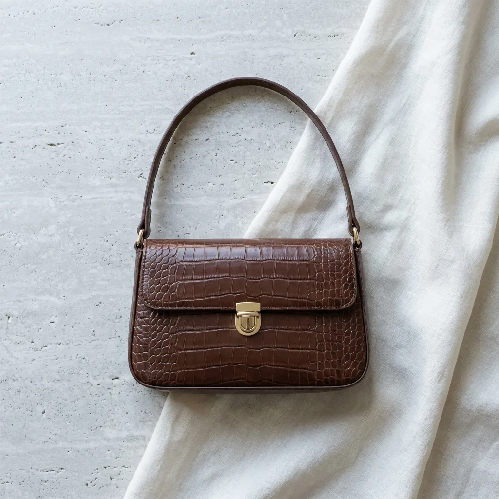 Croc-Embossed Mini Shoulder Bag