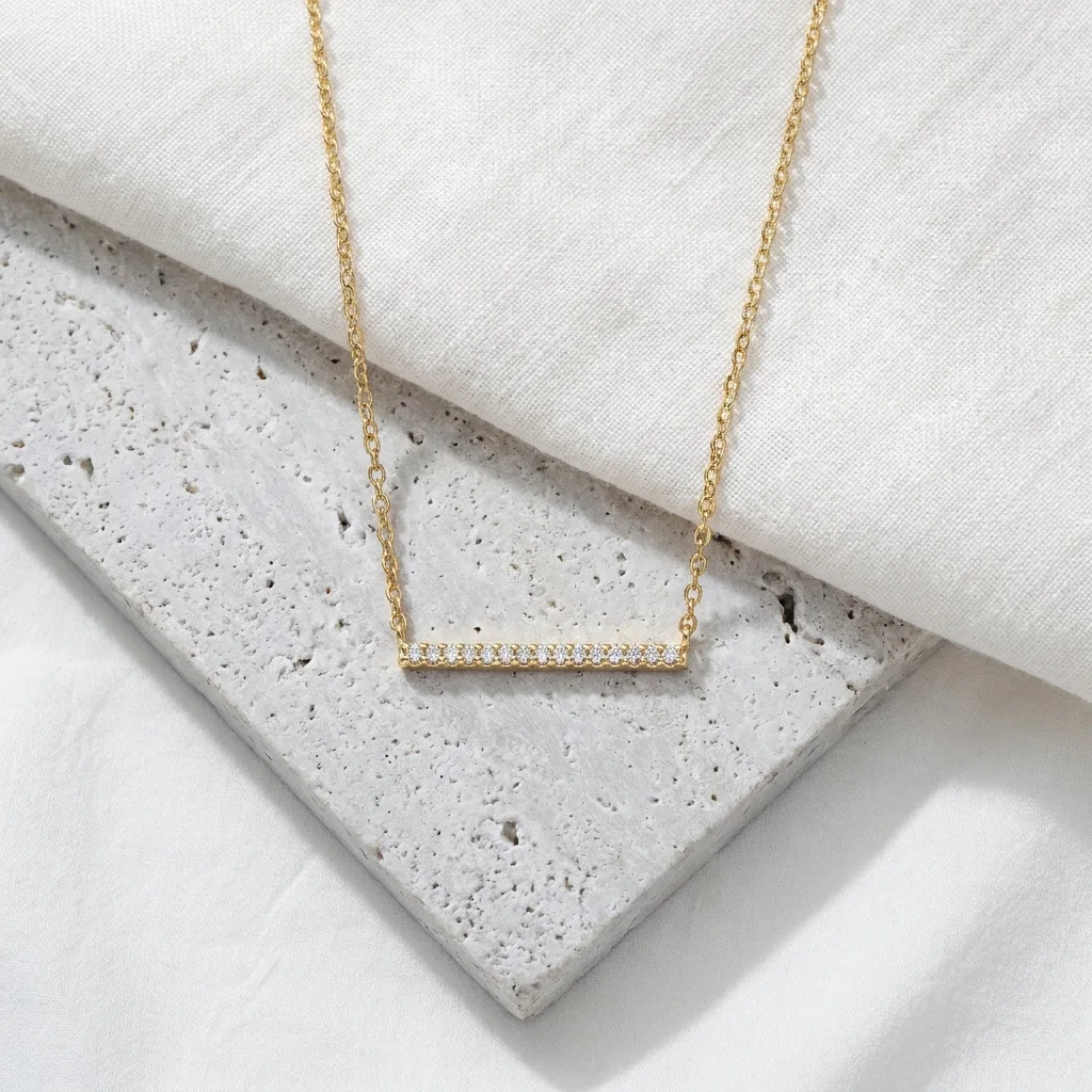 CZ Bar Pendant Necklace