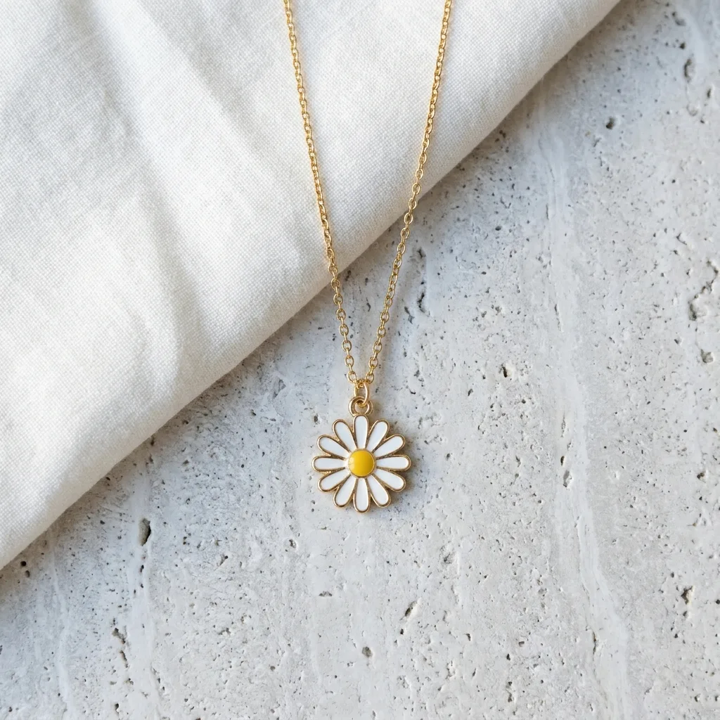 Enamel Daisy Pendant