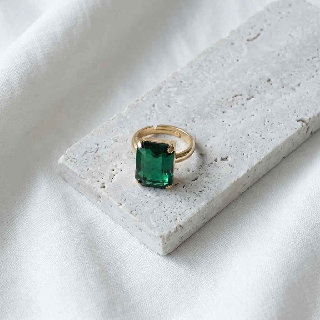 Green Glass Cocktail Ring