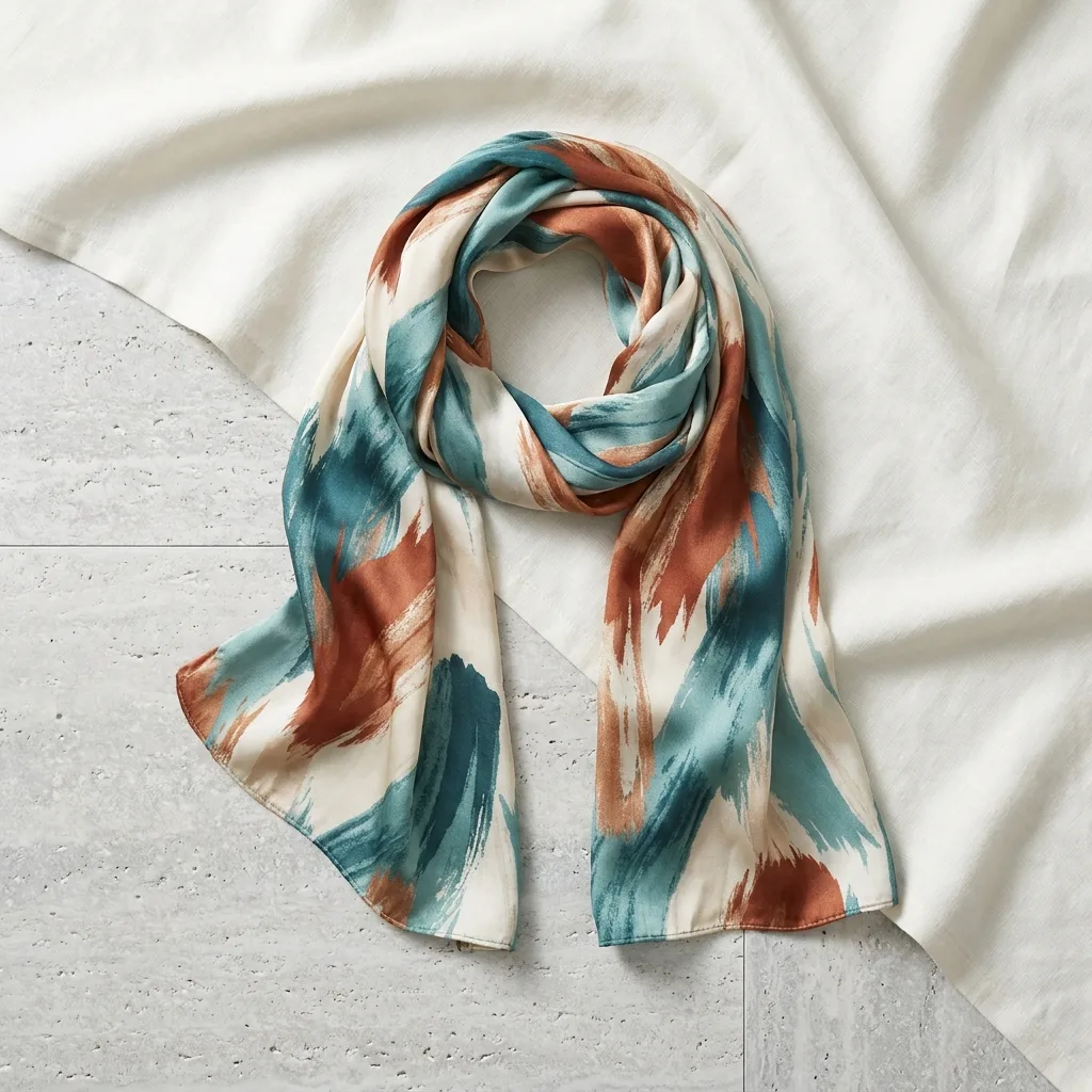 Long Printed Satin Scarf