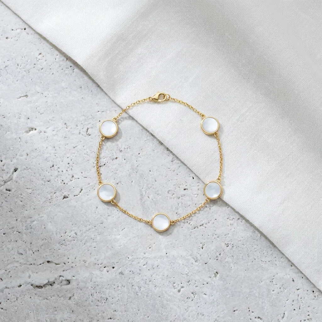 Mother-of-Pearl Disc Station Bracelet