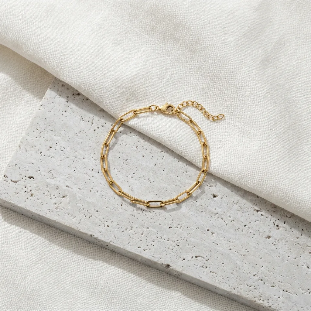 Paperclip Chain Bracelet, Gold-Tone