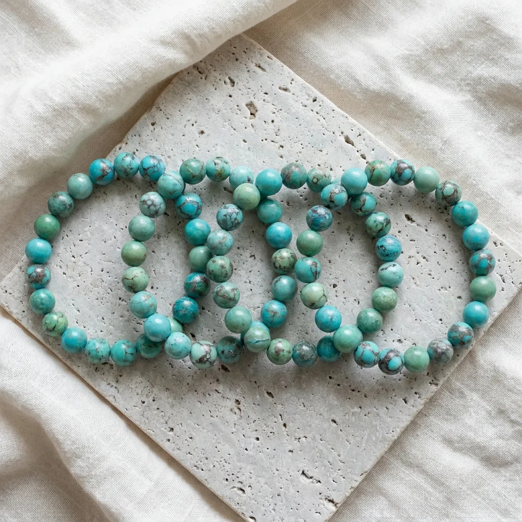 Turquoise-Tone Bead Bracelets, Set of 5 Add-On