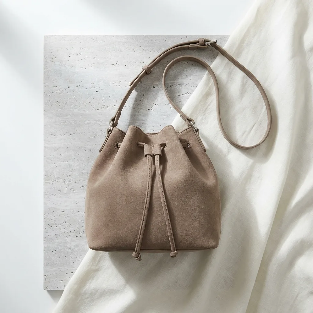 Vegan Suede Bucket Bag