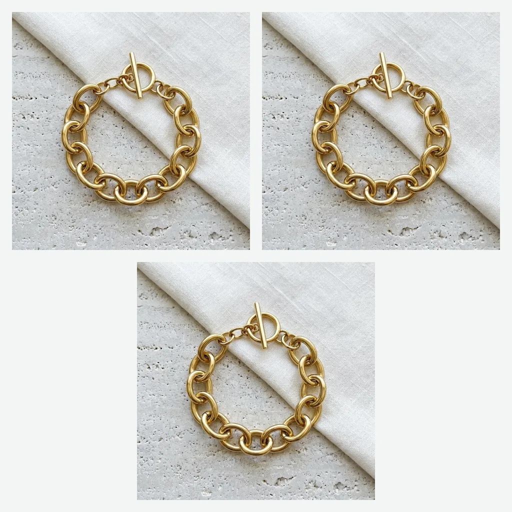 Wide Link Statement Bracelet