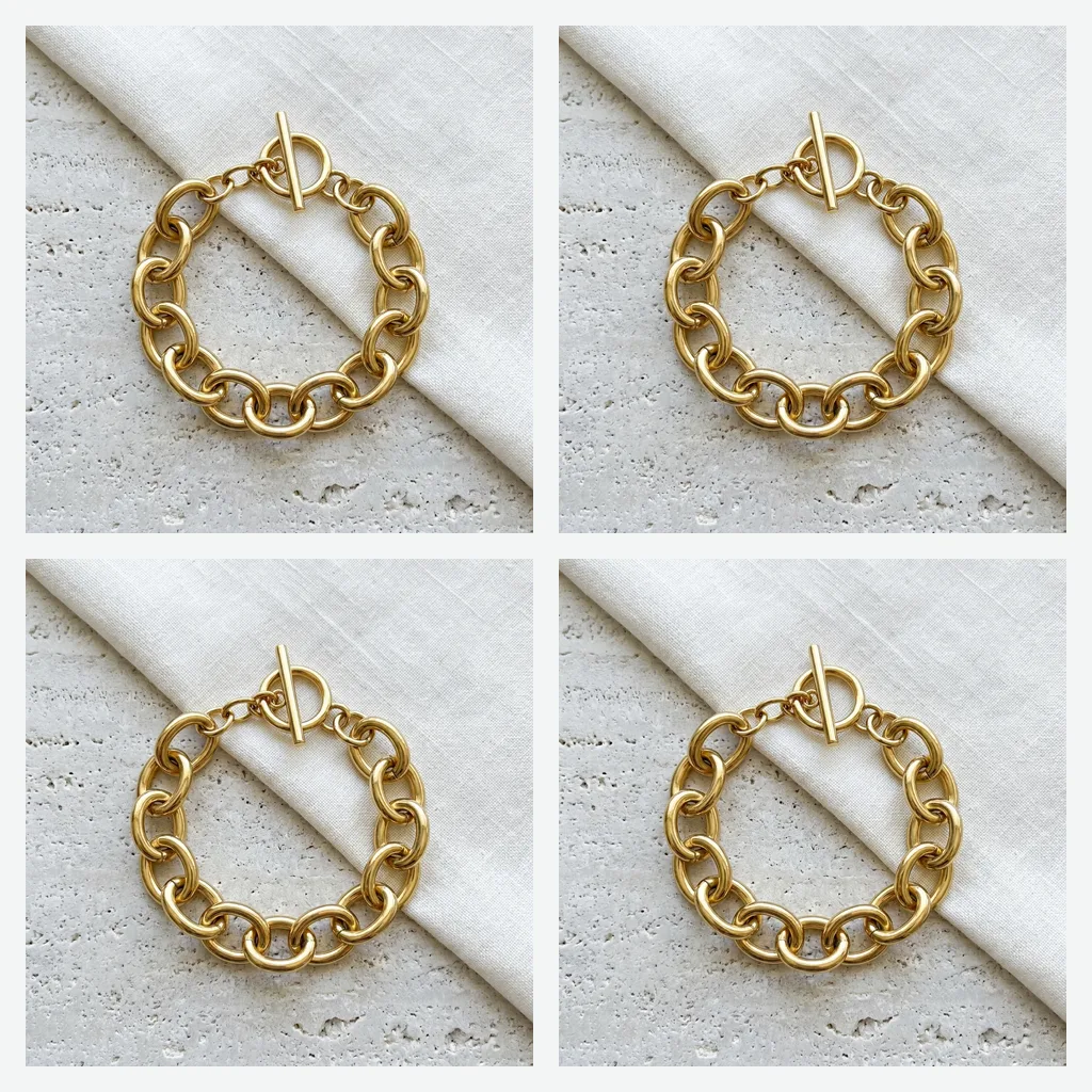 Wide Link Statement Bracelet
